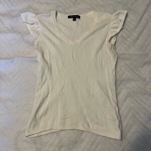 Brooks Brothers Cream Short Sleeve V-Neck Top